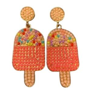 Beaded Ice Cream Popsicle Drop Earrings‎ Summer Fun Fashion Jewelry